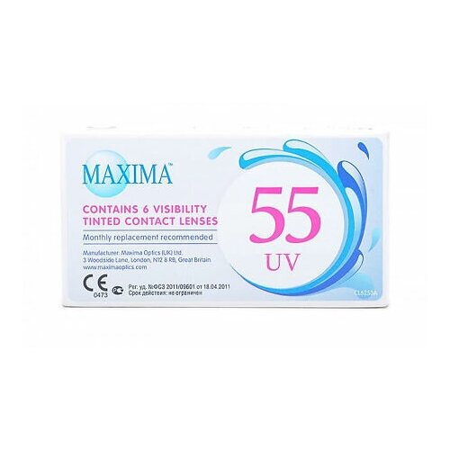 Контактные линзы Maxima 55 UV Aspheric, 6 шт., R 8,6, D -2, бесцветный, 1 уп. фотография