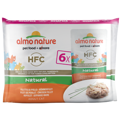 корм для кошек Almo Nature HFC Natural, с куриным филе 6 шт. х 55 г (кусочки в желе) фотография