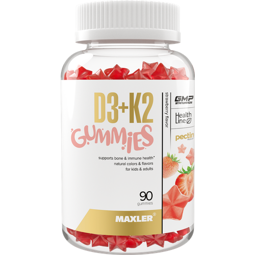 Maxler D3+K2 Gummies, 200 г, 90 шт., клубника фотография