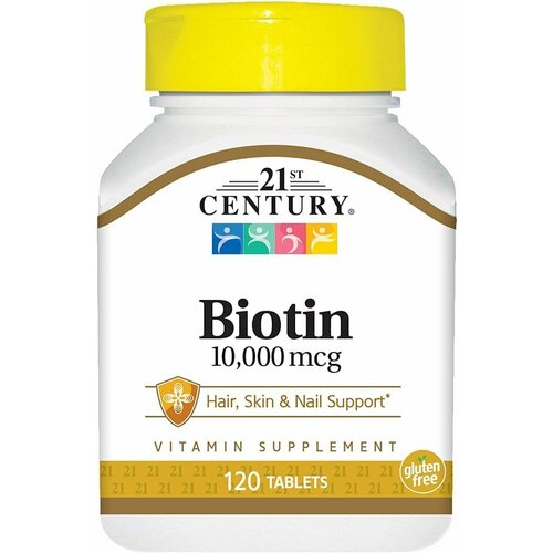 Биотин 21st Century, Biotin, 120 капсул, 10000 мкг фотография