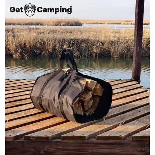 Сумка - переноска для дров GetCamping, с ручками из стропы и застежкой (цв. черный, разм. 46х97см, GC-0903) фотография