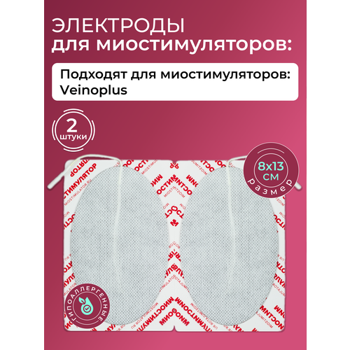 Комплект электродов для миостимуляции и массажа 8Х13см,2 шт. со шнурком для проведения реабилитации, физиотерапии, лечения током фотография