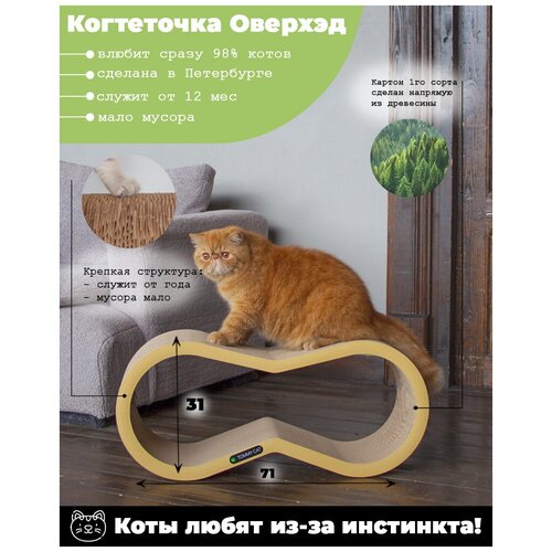 Когтеточка из картона для кошек Tommy Cat ОверХэд, желтая фотография