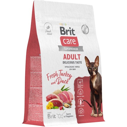 Сухой корм для привередливых кошек Brit Care Cat Adult Delicious Taste​, с индейкой и уткой 0,4 кг фотография