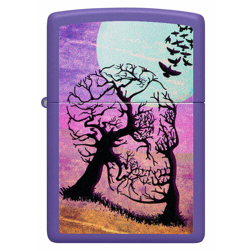 Оригинальная бензиновая зажигалка ZIPPO Classic 48638 Skull Tree с покрытием Purple Matte - Дерево черепов фотография