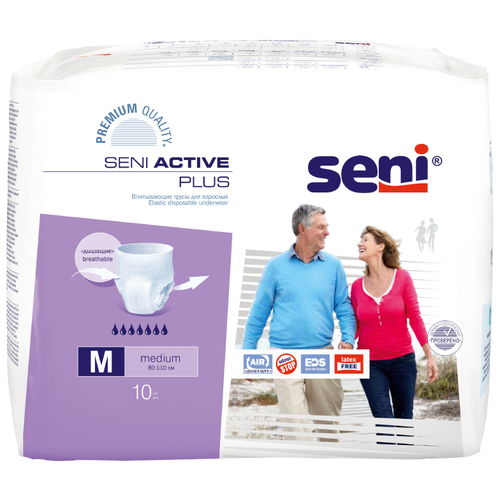 Трусы - подгузники для взрослых впитывающие Seni ACTIVE PLUS Medium (80-110 см),10 шт. фотография