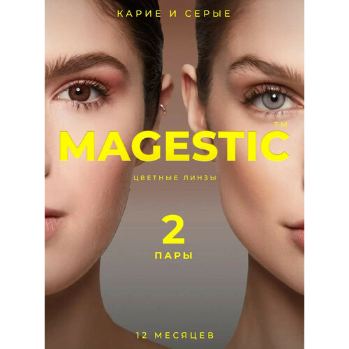 Контактные линзы MAGESTIC цветные набор, 4 шт., R 8,6, D 0, карий/серый, 2 уп. фотография