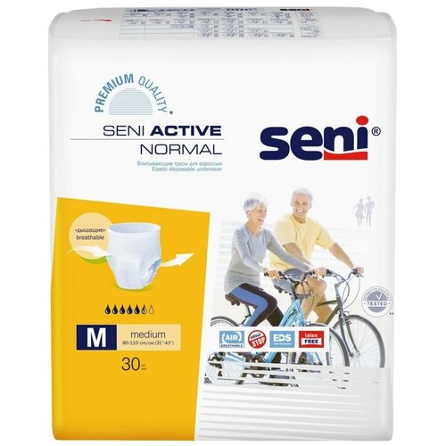 Трусы - подгузники впитывающие для взрослых Seni ACTIVE NORMAL medium (обхват 80-110 см), 30 шт. фотография