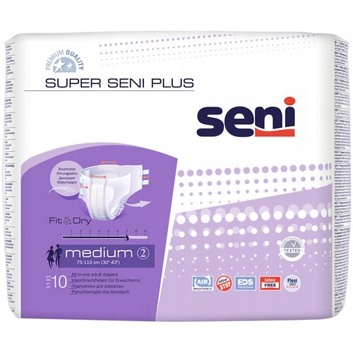 Подгузники для взрослых Super Seni plus medium (обхват 75-110 см) 10 шт. фотография