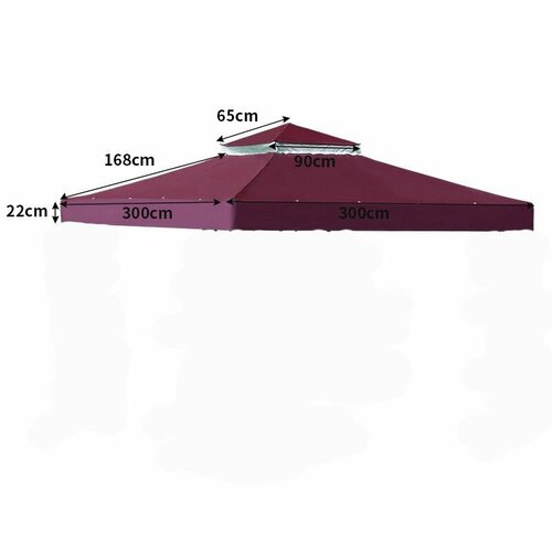 Наружный тент с двойным верхом 3х3м для беседки, винно-красный фотография