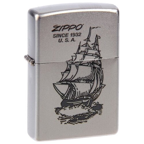 фотография Zippo Classic зажигалка бензиновая Boat Zippo Satin Chrome 56.7 г, купить за 5500 р