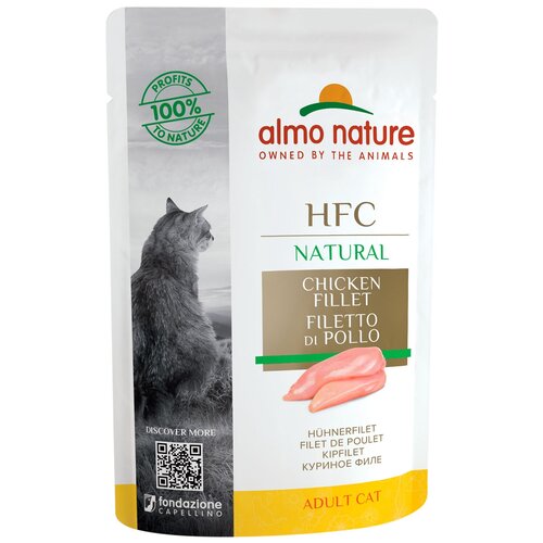 корм для кошек Almo Nature HFC Natural, с куриным филе 55 г (кусочки в бульоне) фотография