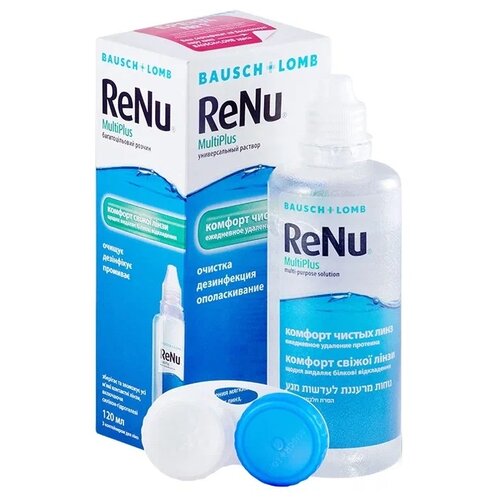 Раствор Bausch & Lomb Renu MultiPlus, с контейнером, 120 мл, 1 шт. фотография