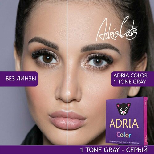 Контактные линзы ADRIA Color 1 tone, 2 шт., R 8,6, D 0, gray, 1 уп. фотография