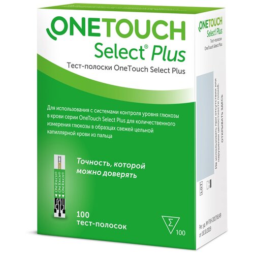 фотография OneTouch тест-полоски Seleсt Plus, 100 шт., купить за 2765 р