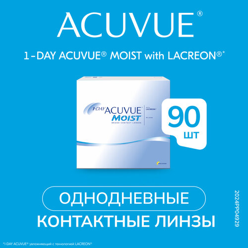 Контактные линзы ACUVUE 1-DAY MOIST with Lacreon, 90 шт., R 8,5, D -6,5 фотография