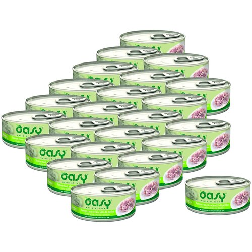 Oasy Wet cat Specialita Naturali Tuna Chicken flake дополнительное питание для кошек с тунцом и курицей в консервах - 70 г х 24 шт. фотография