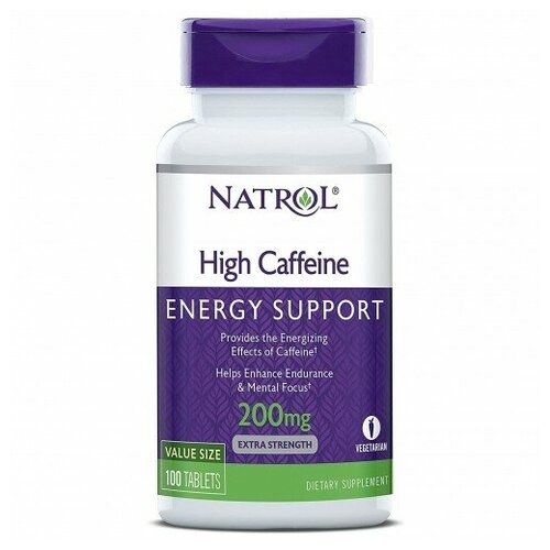 Таблетки Natrol High Caffeine 200 mg, 200 мг, 100 шт. фотография