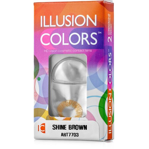 Контактные линзы ILLUSION Colors Shine, 2 шт., R 8,6, D 0, brown фотография