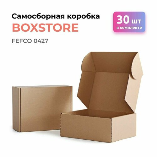 Самосборная картонная коробка для подарков и хранения BOXSTORE fefco 0427 8х6х3 см 80х60х30 мм 8x6x3 цвет: бурый / крафт Т24 Е МГК, упаковка 30 шт. фотография