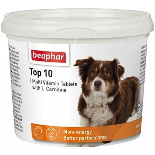 Кормовая добавка Beaphar Top 10 Multi Vitamin с L-карнитином для собак , 750 таб. фотография