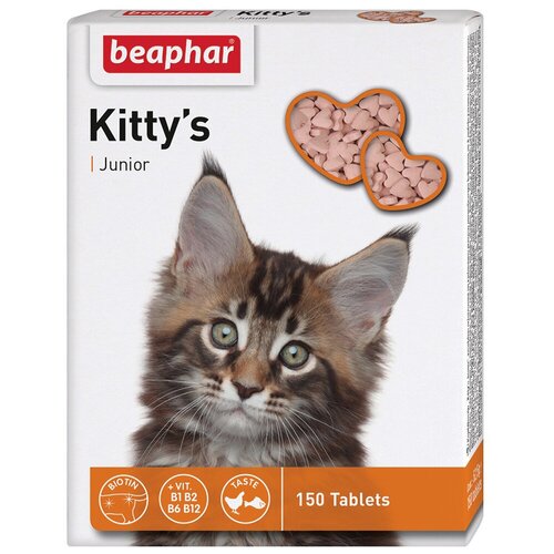 Кормовая добавка Beaphar Kitty's Junior + Biotine , 150 таб. х 2 уп. фотография