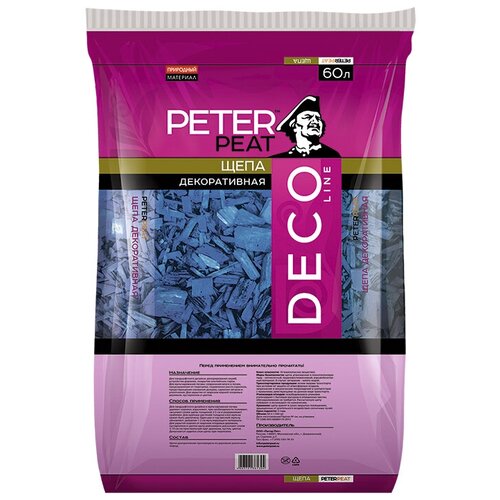 Щепа декоративная PETER PEAT Deco Line синяя, 60 л, 25 кг фотография