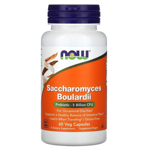 Капсулы NOW Saccharomyces Boulardii, 80 г, 100 мл, 60 шт. фотография