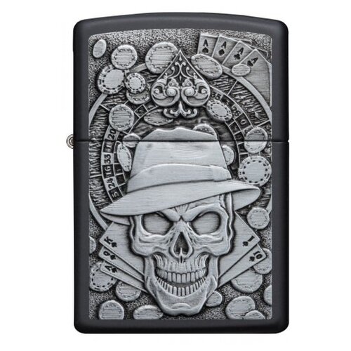 Zippo Classic зажигалка бензиновая Gambling Skull Black Matte 1 шт. 60 г фотография