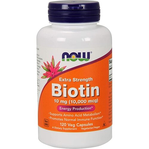 NOW Biotin 10 mg (10.000 mcg) 120 вегетарианских капсул фотография