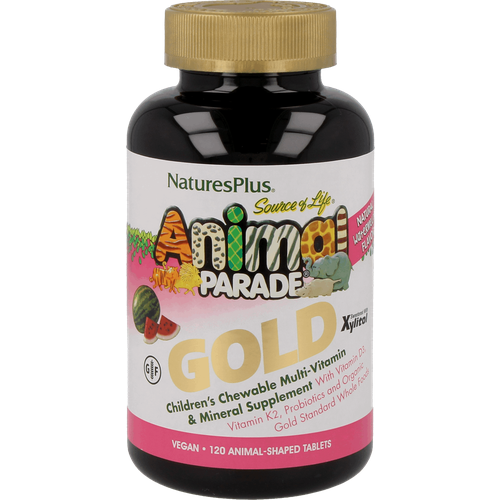 Nature's Plus, Animal Parade Gold Multivitamin, добавка для детей с мультивитаминами и минералами, 120 таблеток (арбуз) фотография