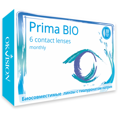 Контактные линзы OKVision PRIMA BIO, 6 шт., R 8,6, D -14,5, прозрачные, 1 уп. фотография