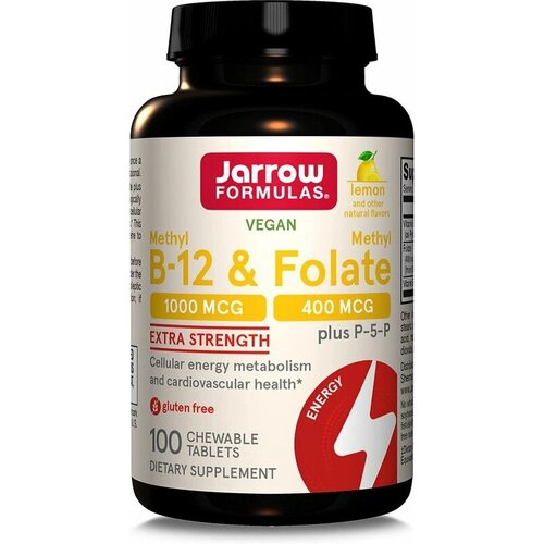 Таблетки Jarrow Formulas Methyl B-12 & Methyl Folate 1000 мкг/400 мкг, 100 шт. фотография