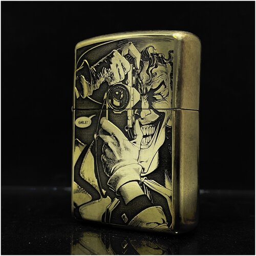 Зажигалка бензиновая Zippo(Armor) Джокер Custom Латунь с глубокой объемной гравировкой фотография