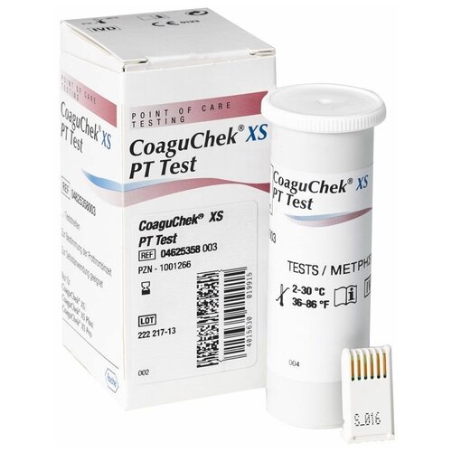 фотография Тест-полоски CoaguChek XS PT test PST 24 штуки, купить за 11090 р