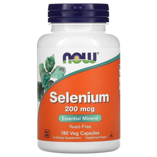 Капсулы NOW Selenium 200 мкг, 140 г, 100 мл, 200 мкг, 180 шт. фотография