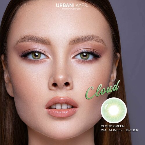 Цветные контактные линзы URBAN LAYER ru Cloud Green -4.00 / 14.0 / 8.6, 2 шт. фотография