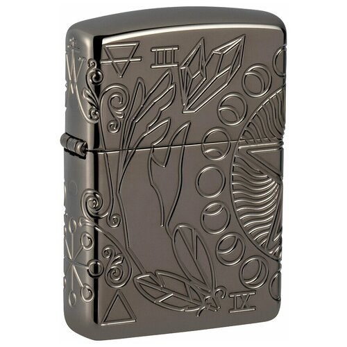 Оригинальная бензиновая зажигалка ZIPPO Armor™ 49689 Wicca Design с покрытием Black Ice® - Викка фотография