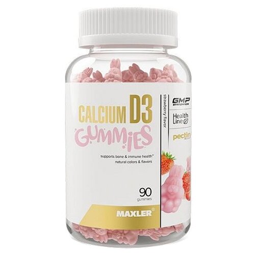 MAXLER Calcium D3 Gummies жев. пастилки, 180 г, 90 шт., клубника фотография