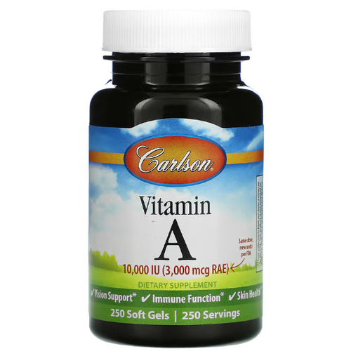 Carlson Vitamin A 10000 IU (3,000 mcg RAE) Витамин А 10000 МЕ, 250 мягких капсул. фотография