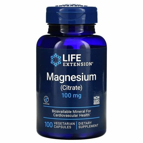 Магний, Life Extension Magnesium Citrate 100 мг 100 капсул фотография