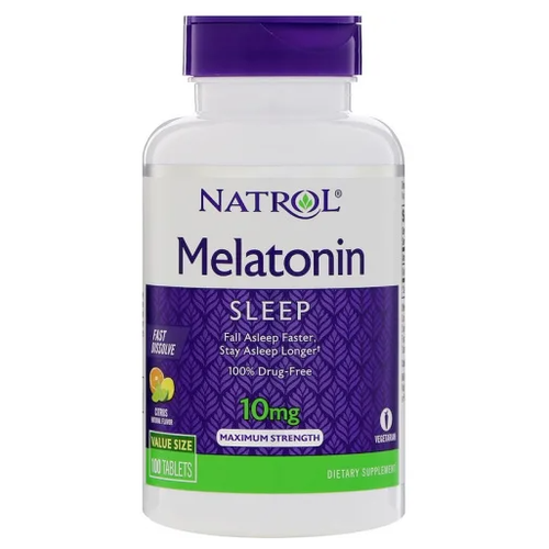 Melatonin Fast Dissolve таб., 10 мг, 100 шт., цитрусовый фотография