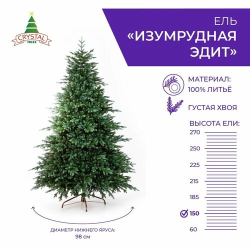 Ель искусственная Crystal trees Эдит, 150 см фотография