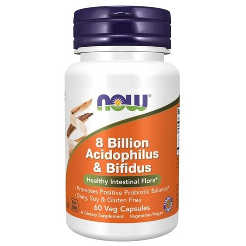 Капсулы NOW 8 Billion Acidophilus & Bifidus, 150 г, 60 шт. фотография