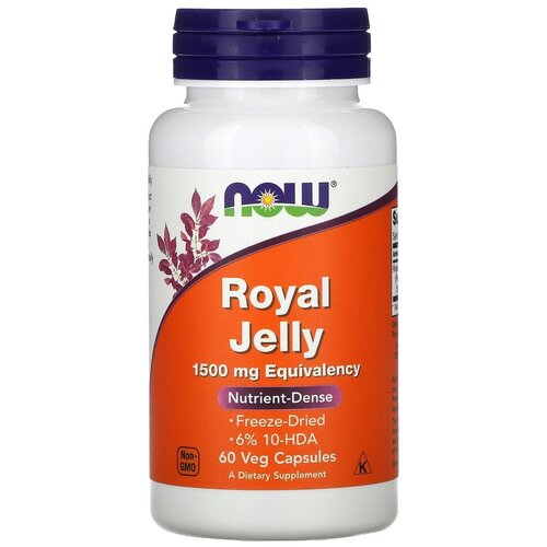 Капсулы NOW Royal Jelly 1500 мг Equivalency, 60 шт. фотография