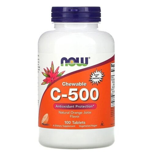 Таблетки NOW Chewable C-500, 100 шт. фотография