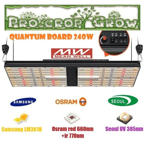 Premium Quantum board 240w Samsung LM301H NEW OSRAM V4 660nm+IR LG SEOUL UV 385nm ( Фитолампа для растений полного спектра, Квантум борд 240 ватт ) фотография