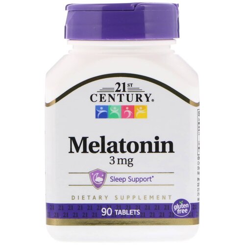 Таблетки 21st Century Melatonin, 180 г, 3 мг, 90 шт. фотография