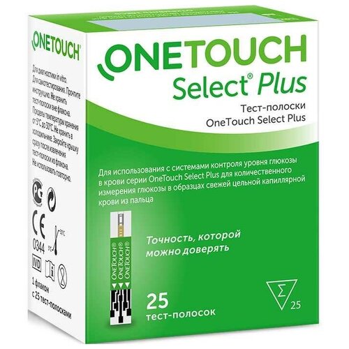 фотография OneTouch тест-полоски Seleсt Plus, 25 шт., купить за 935 р