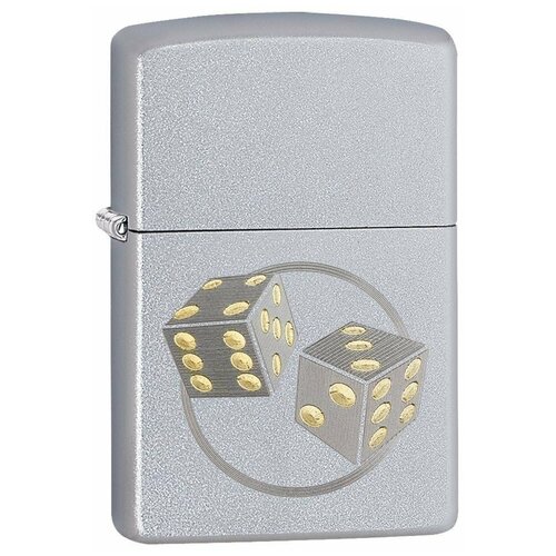 Оригинальная бензиновая зажигалка ZIPPO 29412 Dice с покрытием Satin Chrome™ - Игральные Кости фотография